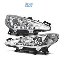 FARI PEUGEOT 207 06-12 LUCE LED DIURNA FONDO CROMA