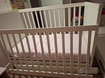 Lettino IKEA STUVA bianco con cassetti + Materasso