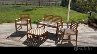 Set panca e poltrone da giardino legno da esterno 