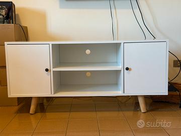 Mobile Porta TV Bianco e Legno Stile Scandinavo