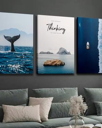 3 QUADRI Stampe Tele CANVAS Mare 60x80cm
