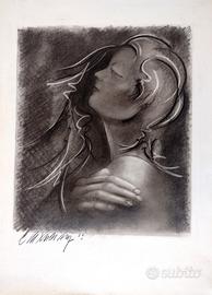 disegno a matita e carboncino di L. Mi. Triciani