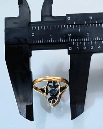 anello d'oro e argento con zaffiro 