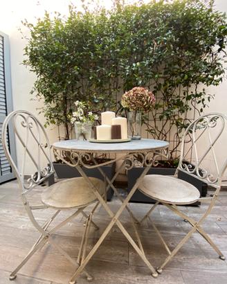 Tavolino da esterno con 2 sedie  - stile bistrot