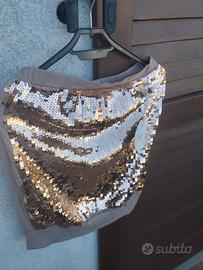 top paillettes  oro  e beige 