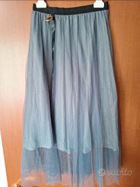 maxigonna argento tulle elegante