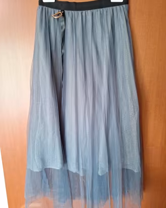 maxigonna argento tulle elegante