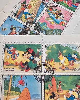 10 francobolli Disney Sharjah anni 70
