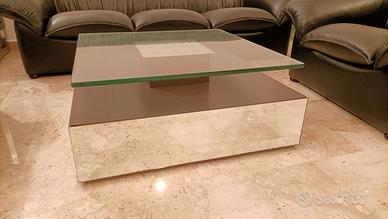 Tavolino salotto vintage '70 specchio/cristallo