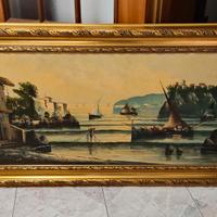 Quadro su tela ad olio cornice dorata 