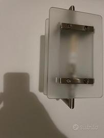 4 applique da parete in acciaio satinato e vetro