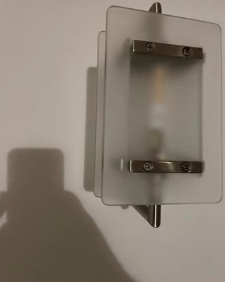 4 applique da parete in acciaio satinato e vetro
