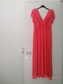 ✨ Abito Lungo Rinascimento Rosa Corallo - Nuovo m