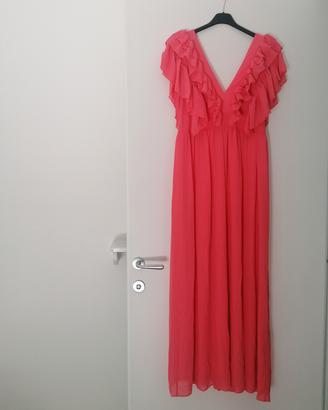 ✨ Abito Lungo Rinascimento Rosa Corallo - Nuovo m