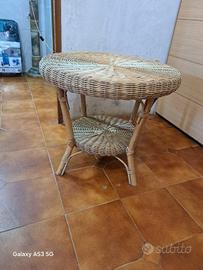 Tavolino rotondo in Rattan/Vimini 