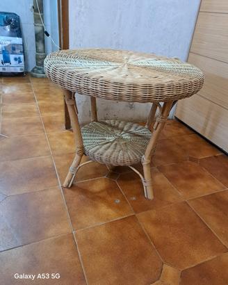Tavolino rotondo in Rattan/Vimini 