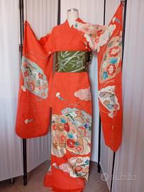 kimono Furisode giapponese vintage in seta 