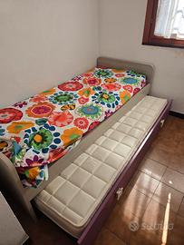 letto singolo con estraibile e 2 materassi