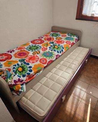 letto singolo con estraibile e 2 materassi