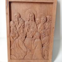 BASSORILIEVO ULTIMA CENA LEGNO quadro MOGANO 