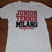 T-Shirt bianca con una stampa a tema sportivo/tenn