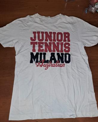 T-Shirt bianca con una stampa a tema sportivo/tenn