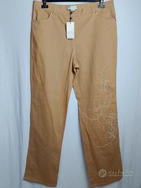 Pantaloni Blu time Donna Beige cammello Nuovi Con 