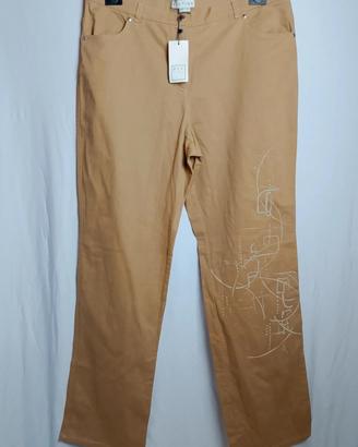 Pantaloni Blu time Donna Beige cammello Nuovi Con 