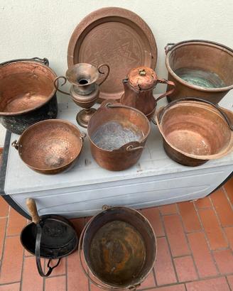 pentole e oggetti in rame vintage
