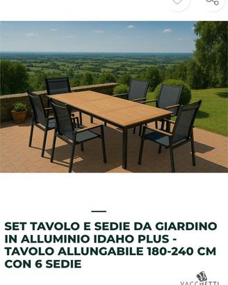 Tavolo allungabile e 6 sedie alluminio e Teak 