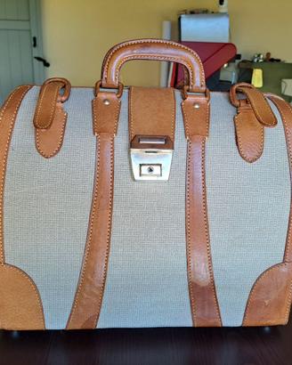 Borsa donna vintage in tela e pelle