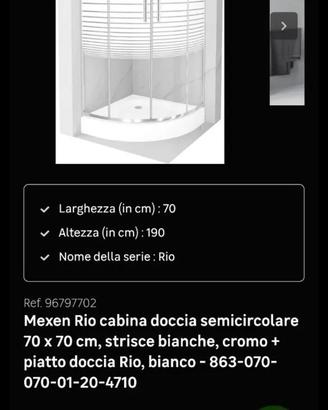 piatto e box doccia 70 x 70 circolare
