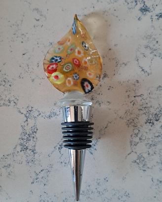 Tappo per vino decorato in vetro di Murano