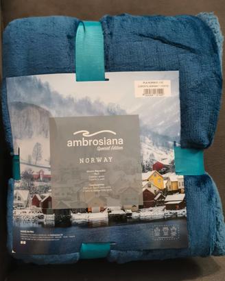COPERTA / PLAID in Flannel + Sherpa - Colore BLU