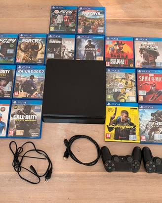 Playstation4 slim+2joystick+16giochi +cavojoystick