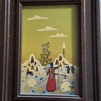 quadro Naif, con neve, pittore slavo 