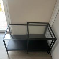 Tavolino/consolle in metallo e vetro stile moderno
