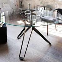 tavolo rotondo in cristallo, design, Lema