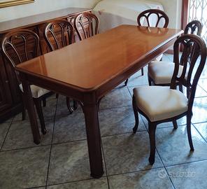 Tavolo sala in legno massello con 6 sedie