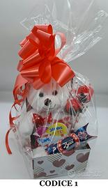Composizione san valentino peluche con baci