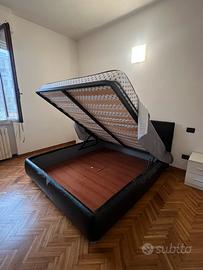 Letto contenitore con doghe legno e materasso