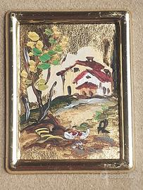 Quadretto miniatura firmato oro zecchino vintage