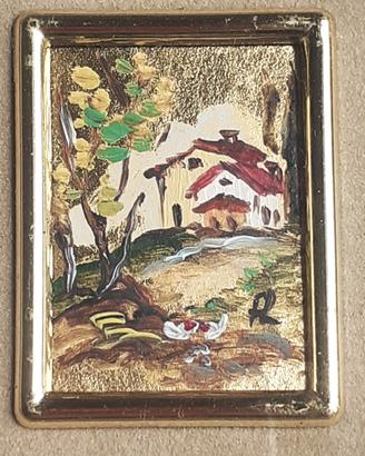 Quadretto miniatura firmato oro zecchino vintage
