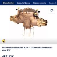 Disconnettore idraulico con attacchi da 3/4”