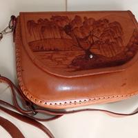 BORSA VERA PELLE ARTIGIANALE CON ALBERO DELLA VITA