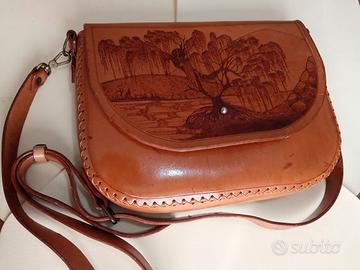 BORSA VERA PELLE ARTIGIANALE CON ALBERO DELLA VITA