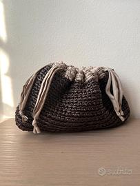 Bottega bag all’uncinetto in ecopelle marrone