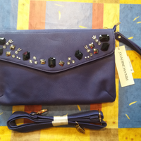 Borsa clutch Rinascimento blu con applicazioni