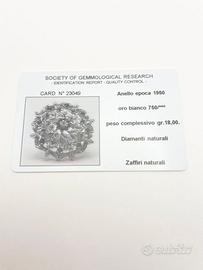 Anello oro 18KT con diamanti e zaffiri, epoca 1950