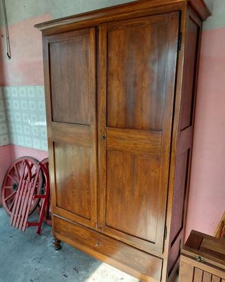 ANTICO ARMADIO DISPENSA RESTAURATO IN  LEGNO OLMO